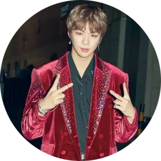 ✌️ d25f717c 人物, 名人, 男人, 红色外套, 韩流, 歌手 telegram sticker