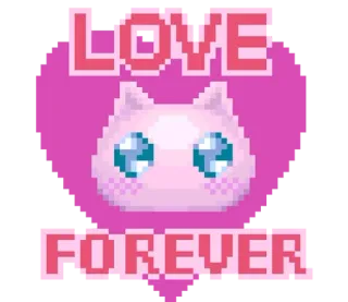 🥰 cc46c735 LOVE FOREVER cinta, hati, kucing, selamanya, imut, seni piksel telegram sticker