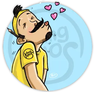 😘 c2a0d63d Yang Kaos การ์ตูน, ความรัก, จูบ, หัวใจ, หนวด, ดินสอ, ศิลปิน, เสื้อเหลือง telegram sticker