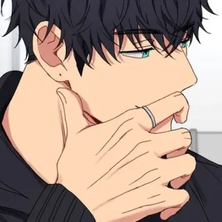 💍 5c8aabdd Mann, Anime-Stil, Porträt, Charakter, Ring, Hand whatsapp sticker