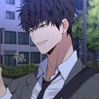 💍 bdf86907 싱긋 mann, anime, manga, koreanisch, anzug, charakter whatsapp sticker