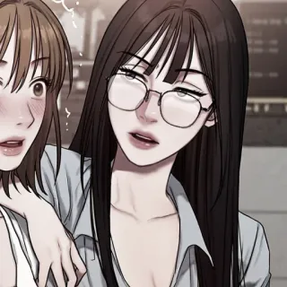 💀 18e1af6b 卡通, 女人, 眼镜, 女孩, 肖像, 动漫 telegram sticker