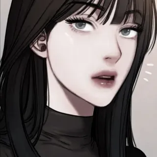 💀 7584f8e8 女人, 女孩, 肖像, 脸, 头发, 卡通, 插画 telegram sticker