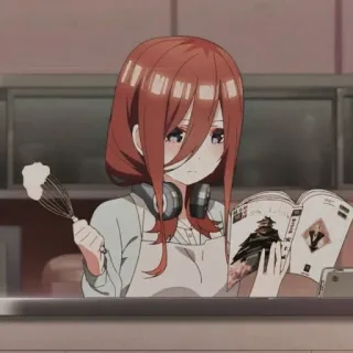 🔪 434bff77 Miku Nakano The Quintessential Quintuplets Anime, Miku Nakano, The Quintessential Quintuplets, Personaggio, Cartone animato, Ragazza whatsapp sticker