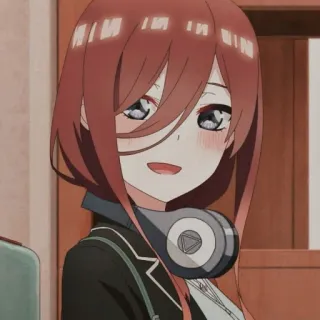 🔪 6cf8341c Miku Nakano The Quintessential Quintuplets Anime, Cartone animato, Miku Nakano, The Quintessential Quintuplets, Cuffie whatsapp sticker