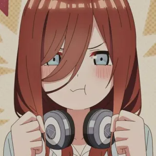 🔪 a2b16159 Miku Nakano The Quintessential Quintuplets Anime, Manga, Personaggio, Cuffie, Carino whatsapp sticker