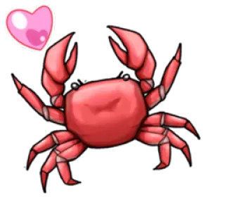 🦀 eed98936 granchio, carino, cartone animato, cuore, animale, mare telegram sticker