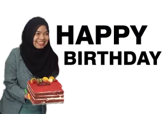 🎁 60aa7f93 女性, ヒジャブ, ケーキ, 誕生日, 笑顔, ポートレート telegram sticker