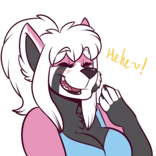 😄 b5d23f1c Hehe~! furry, anthropomorphic, cartoon, animal, expression, hehe, laughing telegram sticker