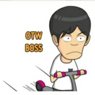 🕴 297ca617 OTW BOSS xe tay ga, hoạt hình, trên đường, ông chủ, lái xe whatsapp sticker