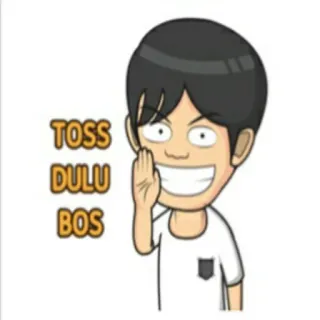 🕴 7077abb2 TOSS DULU BOS Phim hoạt hình, Đàn ông, Lời chào, Tiếng Indonesia whatsapp sticker