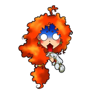 😱 0c16ac4f 卡通, 女人, 橙色头发, 惊讶, 角色, 绘画 telegram sticker