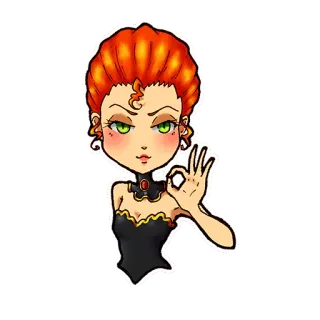 👌 87f895e9 女人, OK手势, 卡通, 角色, 红头发, 女孩 telegram sticker