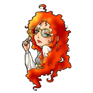 😒 bd677234 女人, 红发, 眼镜, 肖像, 角色, 插图 telegram sticker