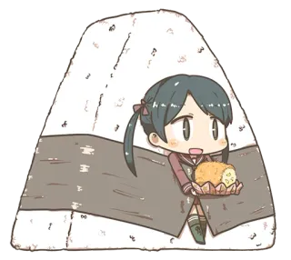 🍙 44788653 anime, mangá, bolinho de arroz, onigiri, fofo, kawaii, menina whatsapp sticker