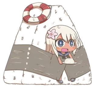 🍙 51243c53 onigiri, bolinho de arroz, garota anime, kawaii, comida, fofo whatsapp sticker