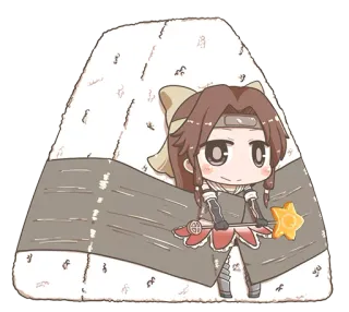 🍙 64b41f92 Onigiri, bolinho de arroz, comida, chibi, fofo, menina, estilo anime whatsapp sticker