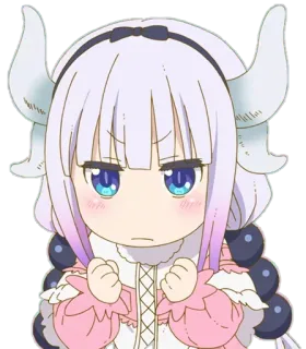 🍄 73d6cb2d Kanna Kamui Miss Kobayashi's Dragon Maid 动漫, 龙, 康娜, Q版, 可爱, 卡哇伊 telegram sticker