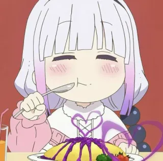 🍡 16e23633 Kanna Miss Kobayashi's Dragon Maid Аниме, Еда, Мило, Мультфильм, Ест, Канна, Dragon Maid telegram sticker