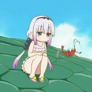 🍮 78e4a9a1 Аниме, Мультфильм, Милый, Креветка, Девушка, Сидящая telegram sticker