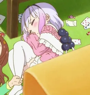 🍡 83ced4bb Kanna Miss Kobayashi's Dragon Maid Аниме, Каваий, Спящий, Дракон, Милый telegram sticker