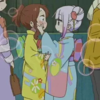 🍮 8aa3c3ee Аниме, Кимоно, Дружба, Девушки, Пузыри, Милый telegram sticker