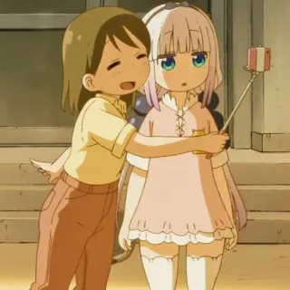 🍮 c10da64e Kanna Kamui Miss Kobayashi's Dragon Maid Аниме, Милый, Мультфильм, Дракон, Канна Камуи, Селфи, Дружба telegram sticker