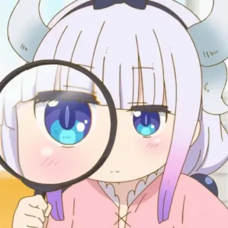 💕 02c88b6e Kanna Kamui Miss Kobayashi's Dragon Maid anime, kanna, cute, dragon, maid, magnifying glass telegram sticker