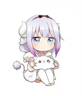 💕 32d6831a Kanna Kamui Miss Kobayashi's Dragon Maid anime, chibi, kawaii, dragon, cute, kanna, dragon maid telegram sticker