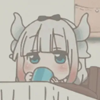 💕 732c3d39 Kanna Kamui Miss Kobayashi's Dragon Maid anime, kanna kamui, dragon maid, kawaii, cute, drinking telegram sticker