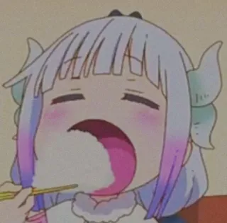 💕 a397e8ed Kanna Kamui Miss Kobayashi's Dragon Maid anime, kanna kamui, cute, eating, dragon, anime girl telegram sticker