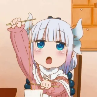 💕 c2812c4f Kanna Kamui Miss Kobayashi's Dragon Maid anime, kanna, dragon, maid, cute, kawaii, food, chopsticks telegram sticker
