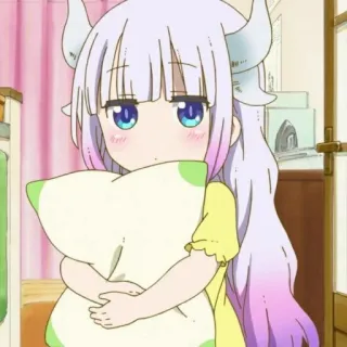💕 ed1058fb Kanna Kamui Miss Kobayashi's Dragon Maid anime, kawaii, dragon, pillow, cute telegram sticker