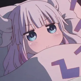 💕 f83ffeba Kanna Kamui Miss Kobayashi's Dragon Maid anime, kanna, dragon maid, kawaii, cute, sleepy telegram sticker