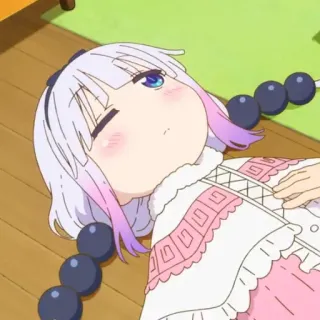 🦋 09c92a10 Kanna Kamui Miss Kobayashi's Dragon Maid anime, naga, Kanna, Miss Kobayashi's Dragon Maid, imut, berbaring telegram sticker