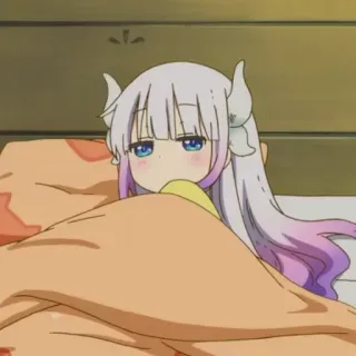 🦋 4f5804e8 Kanna Kamui Miss Kobayashi's Dragon Maid Anime, Naga, Lucu, Kawaii, Karakter, Mengantuk telegram sticker