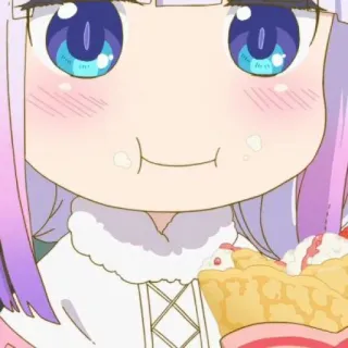 🍥 0974d8cb Kanna Kamui Miss Kobayashi's Dragon Maid anime, dragon, eating, cute, kanna kamui, dessert, miss kobayashi's dragon maid telegram sticker