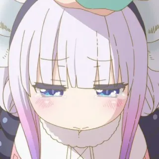 🍥 38cf8e37 Kanna Kamui Miss Kobayashi's Dragon Maid anime, kanna, kawaii, sad, tears telegram sticker