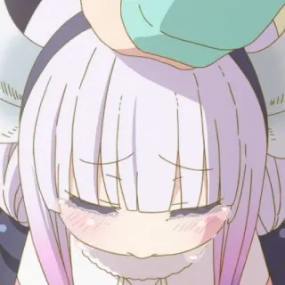 🍥 49ae1cad Kanna Kamui Miss Kobayashi's Dragon Maid anime, crying, sad, kanna, dragon maid, kawaii, head pat telegram sticker