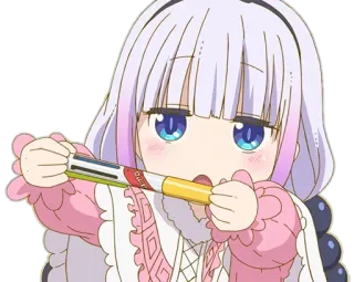 🤗 6ac77629 Kanna Kamui Miss Kobayashi's Dragon Maid 애니메이션, 칸나, 칸나 카무이, 귀여운, 코바야시네 메이드래곤, 드래곤, 여자, 먹는 telegram sticker