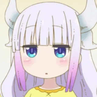 🍬 28bfdb61 Kanna Kamui Miss Kobayashi's Dragon Maid Anime, Drago, Kanna, Carino, Kawaii, Loli, Capelli viola telegram sticker