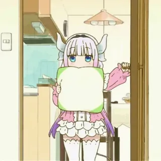 🍬 6a2f8d0f Kanna Kamui Miss Kobayashi's Dragon Maid Anime, Kanna, Drago, Cartone animato, Carino, Cameriera telegram sticker
