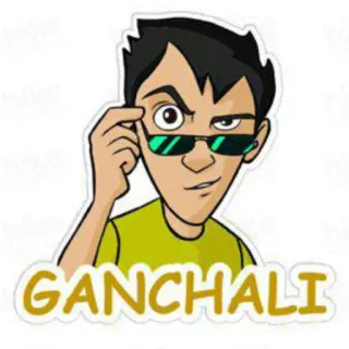 😼 0b904b71 GANCHALI desenho animado, personagem, óculos de sol, pessoa, adesivo whatsapp sticker