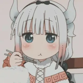🎀 b635f55a Kanna Kamui Miss Kobayashi's Dragon Maid 动漫, 可爱, 龙, 康娜, Q版, 吃, 小林家的龙女仆 telegram sticker