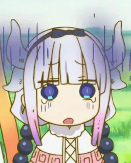 😰 a9807b22 Kanna Kamui Miss Kobayashi's Dragon Maid anime, kanna, dragon maid, carino, kawaii, preoccupato whatsapp sticker