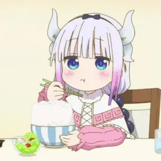 ☁️ 67647e73 Kanna Kamui Miss Kobayashi's Dragon Maid อนิเมะ, น่ารัก, คันนะ, กิน, คาวาอิ, มังกร telegram sticker