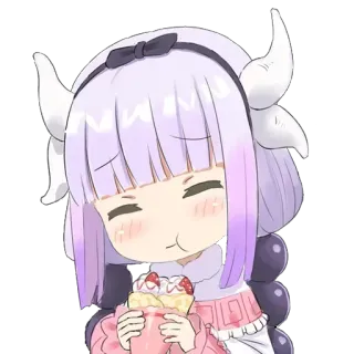 😋 08bdf344 Kanna Kamui Miss Kobayashi's Dragon Maid Anime, Kawaii, Schattig, Manga, Kanna, Draak, Eten telegram sticker