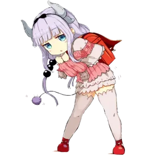 😉 1aa9b5a6 Kanna Kamui Miss Kobayashi's Dragon Maid Anime, Draak, Hoorntjes, Kawaii, Schattig, Chibi telegram sticker