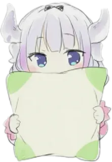 😶 4eeecf55 Kanna Kamui Miss Kobayashi's Dragon Maid Anime, Kanna, Draak, Schattig, Kawaii, Kussen telegram sticker