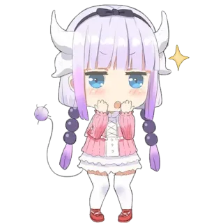 😇 64501b1e Kanna Kamui Miss Kobayashi's Dragon Maid Anime, Draak, Schattig, Kanna Kamui, Chibi telegram sticker